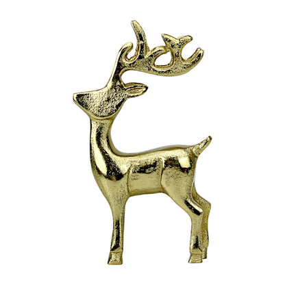 Golden Aluminum Handcrafted Christmas Minimalistic Standing Deer (Set of 2)