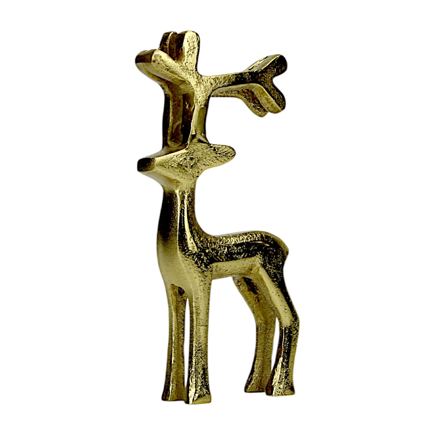 Golden Aluminum Handcrafted Standing Reindeer – Elegant Christmas & Holiday Decor | Hind Decor