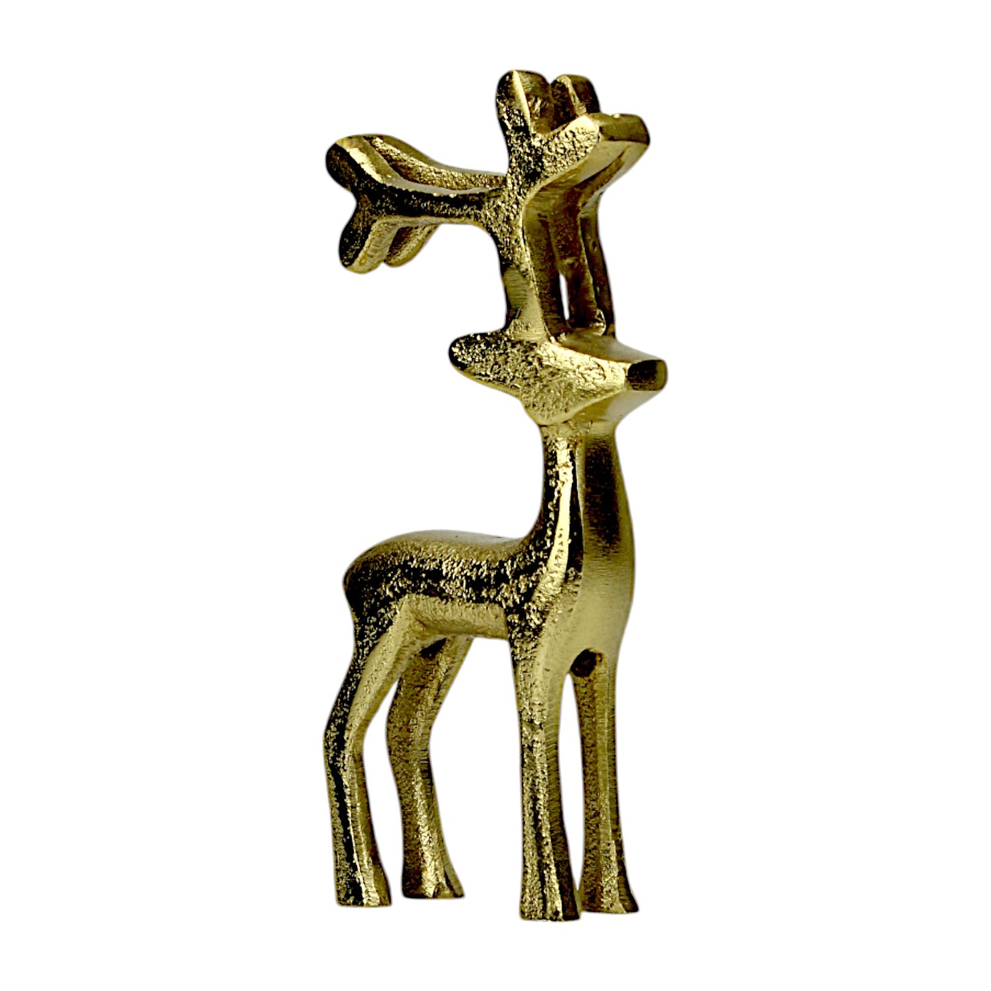 Golden Aluminum Handcrafted Standing Reindeer – Elegant Christmas & Holiday Decor | Hind Decor