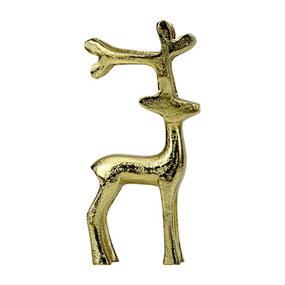 Golden Aluminum Handcrafted Standing Reindeer – Elegant Christmas & Holiday Decor | Hind Decor