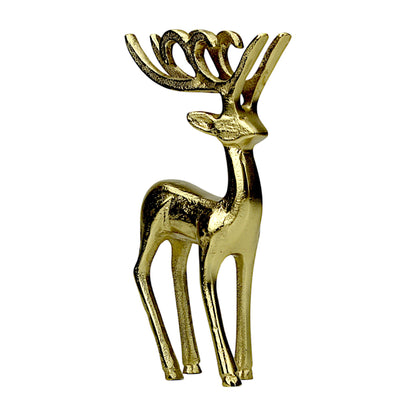 Golden Aluminum Handcrafted Christmas Minimalistic Standing Deer – Elegant Holiday Decor | Hind Decor