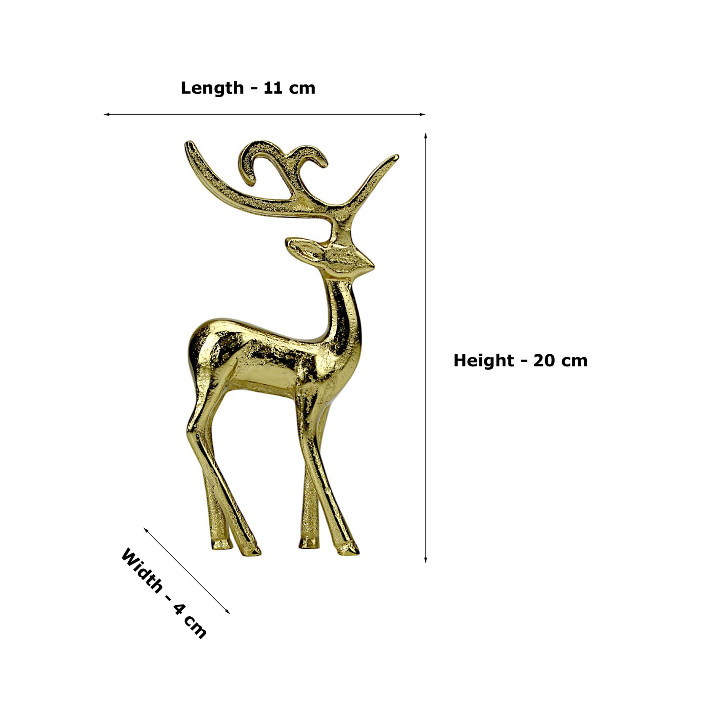 Golden Aluminum Handcrafted Christmas Minimalistic Standing Deer – Elegant Holiday Decor | Hind Decor