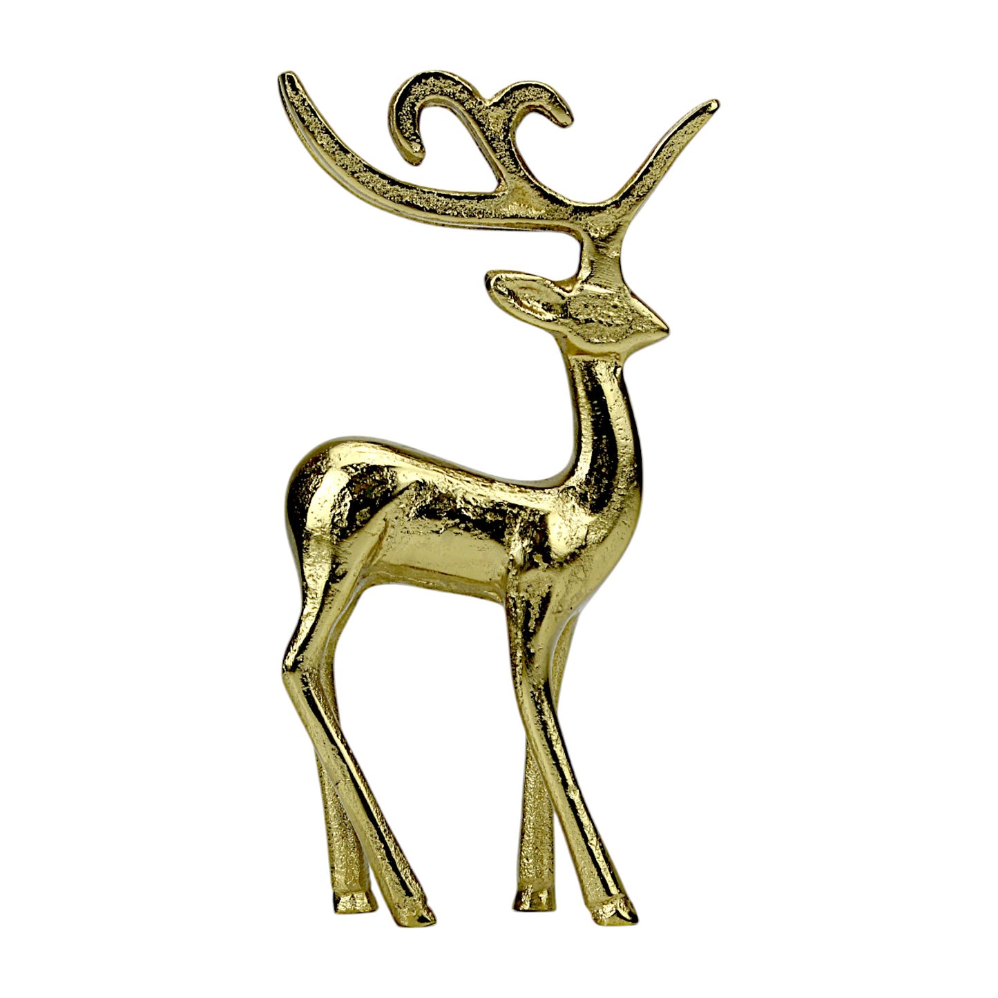 Golden Aluminum Handcrafted Christmas Minimalistic Standing Deer – Elegant Holiday Decor | Hind Decor