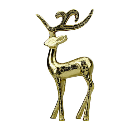 Golden Aluminum Handcrafted Christmas Minimalistic Standing Deer – Elegant Holiday Decor | Hind Decor