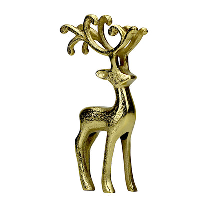 Golden Reindeer Showpiece – Aluminium Modern Decorative Table Accent for Living Room, Office & Christmas Décor (26 cm Height)
