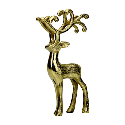 Golden Reindeer Showpiece – Aluminium Modern Decorative Table Accent for Living Room, Office & Christmas Décor (26 cm Height)