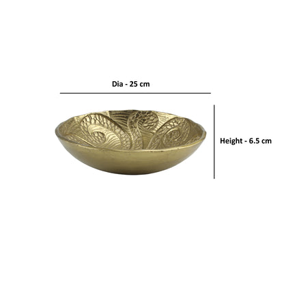 Golden OctoGlam Handcrafted Aluminium Decorative Bowl: Unique Artistry for Home Décor