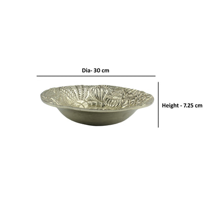Antique Gold Handcrafted Aluminium Sea Creatures Decorative Bowl: Artisanal Elegance for Your Home