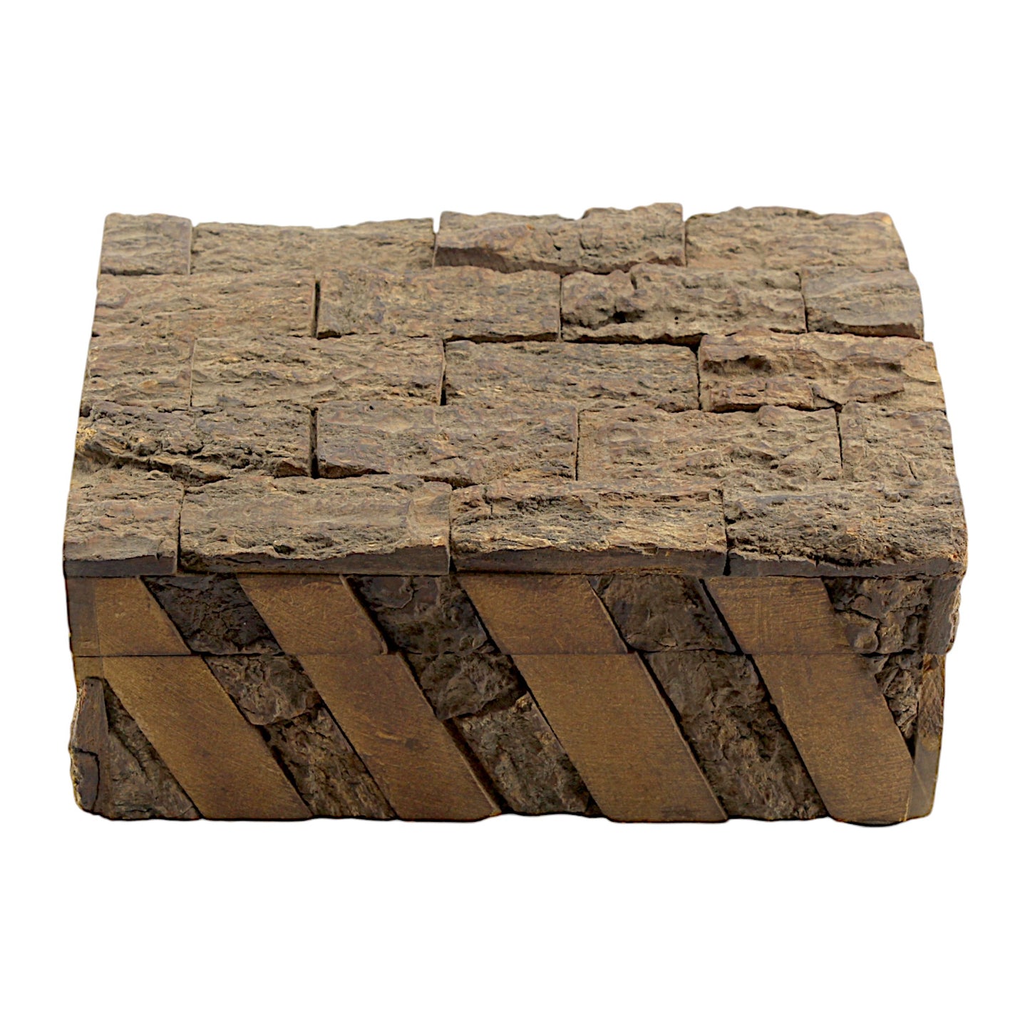 Rustic Wooden Trinket Box with Natural Bark Finish