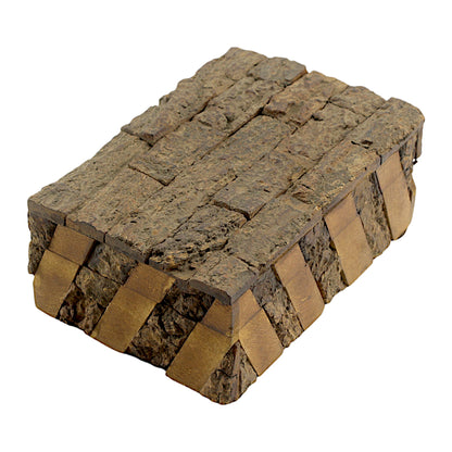 Rustic Wooden Trinket Box with Natural Bark Finish