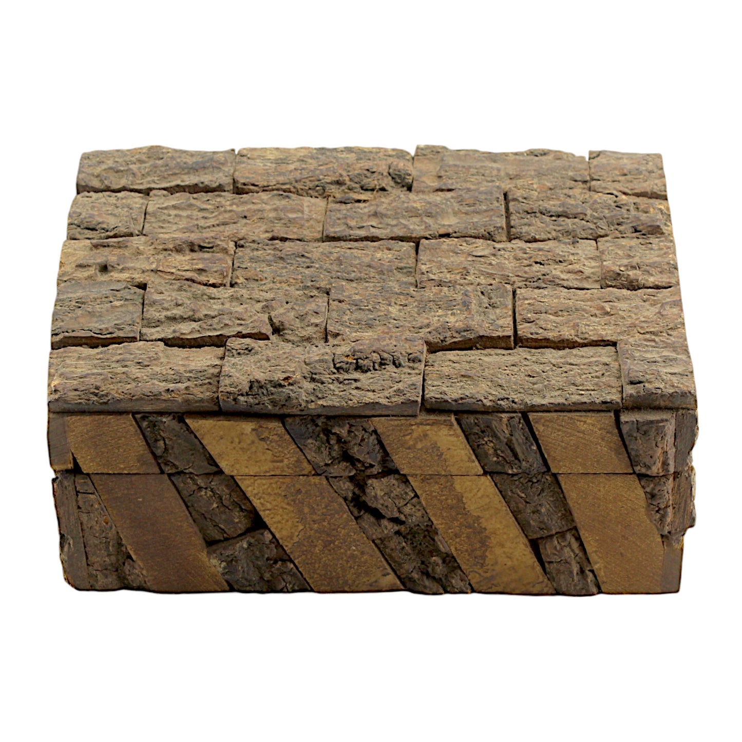 Rustic Wooden Trinket Box with Natural Bark Finish