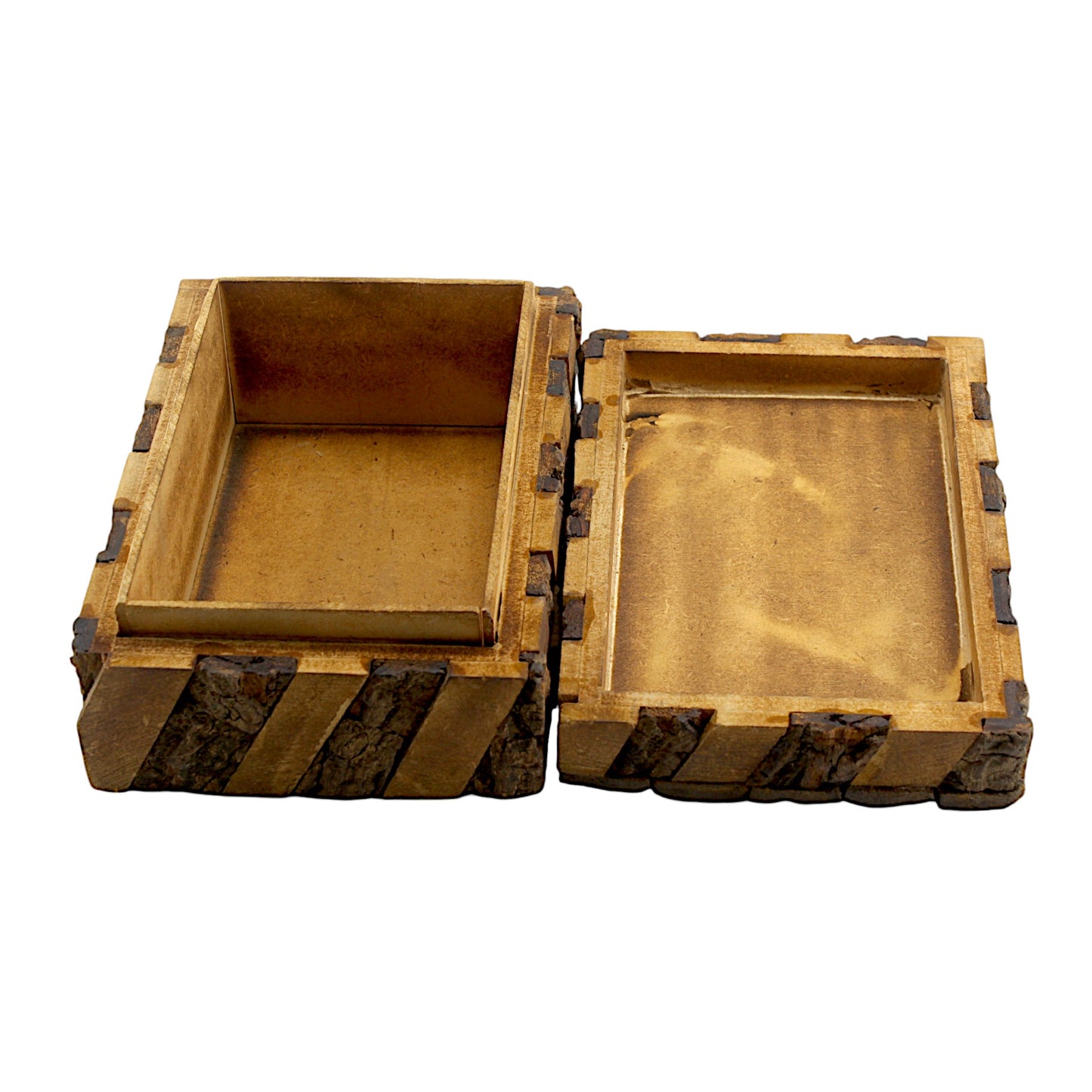 Rustic Wooden Trinket Box with Natural Bark Finish