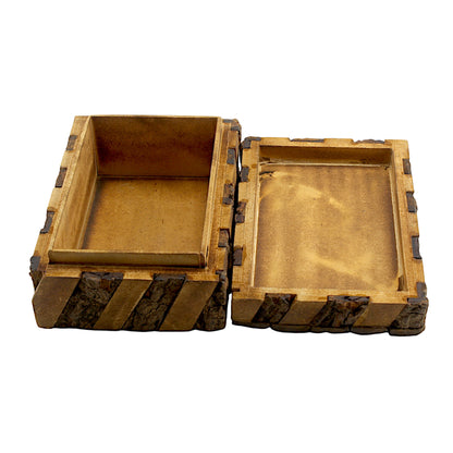 Rustic Wooden Trinket Box with Natural Bark Finish
