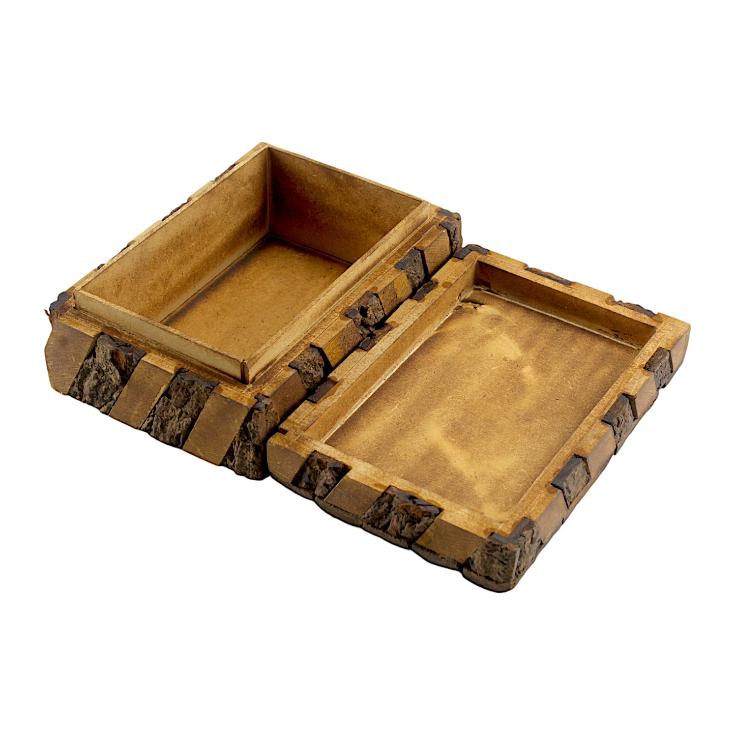 Rustic Wooden Trinket Box with Natural Bark Finish
