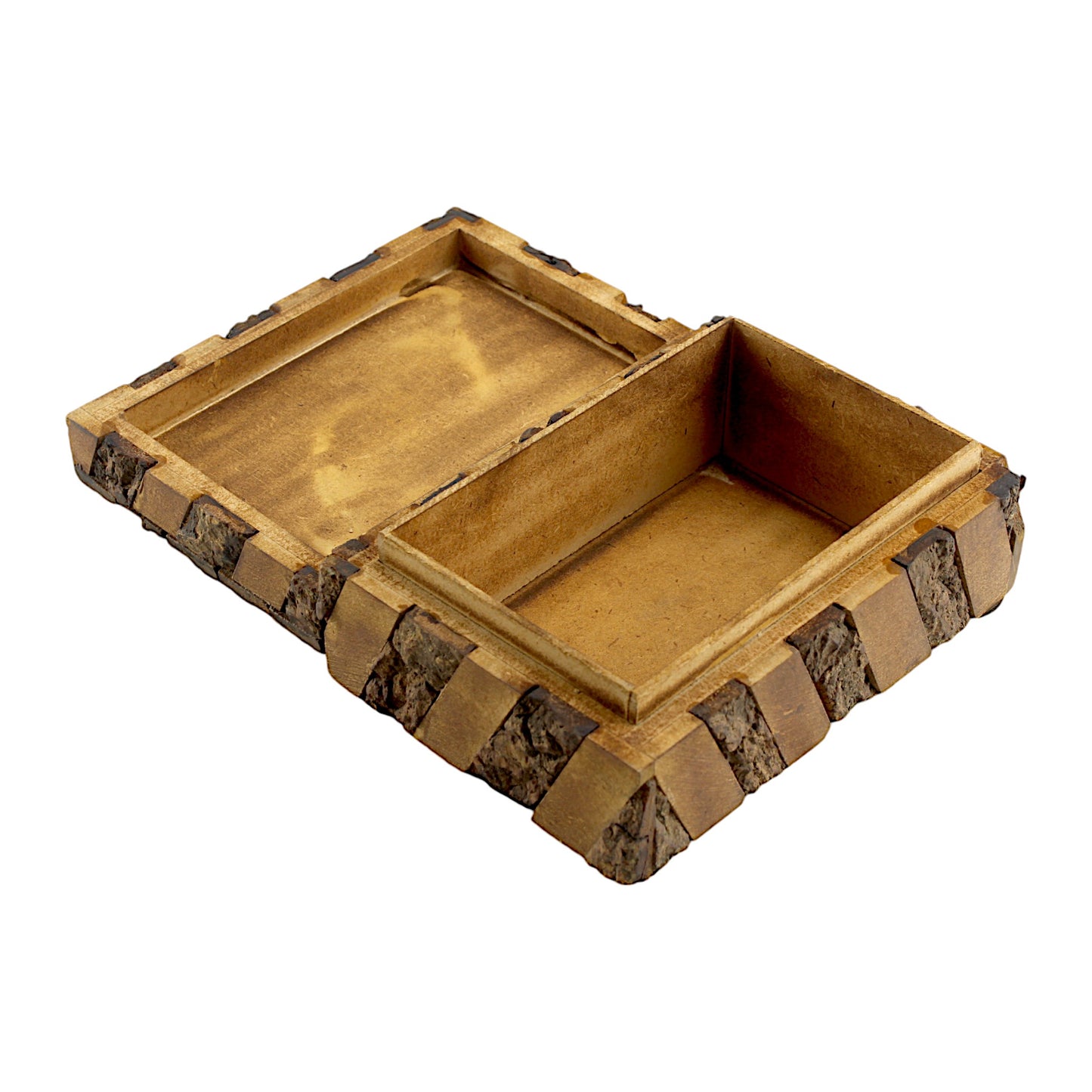 Rustic Wooden Trinket Box with Natural Bark Finish