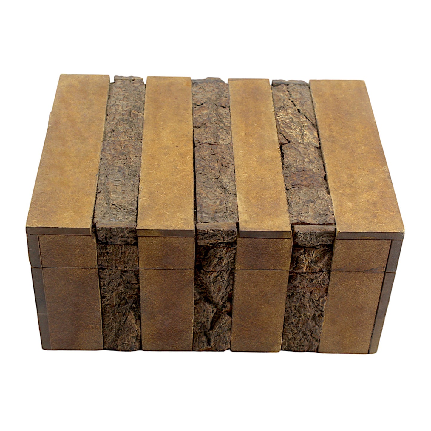 Luxe Rustic Bark-Finish Wooden Trinket Box – Handcrafted Elegance