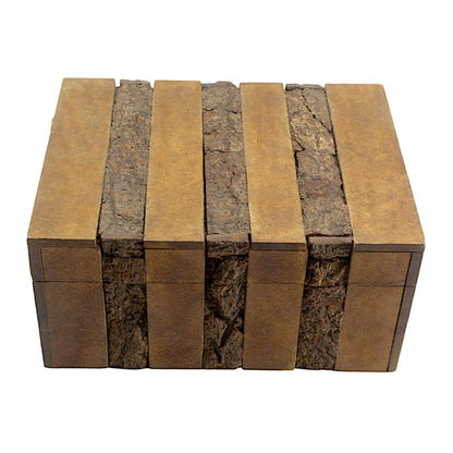 Luxe Rustic Bark-Finish Wooden Trinket Box – Handcrafted Elegance