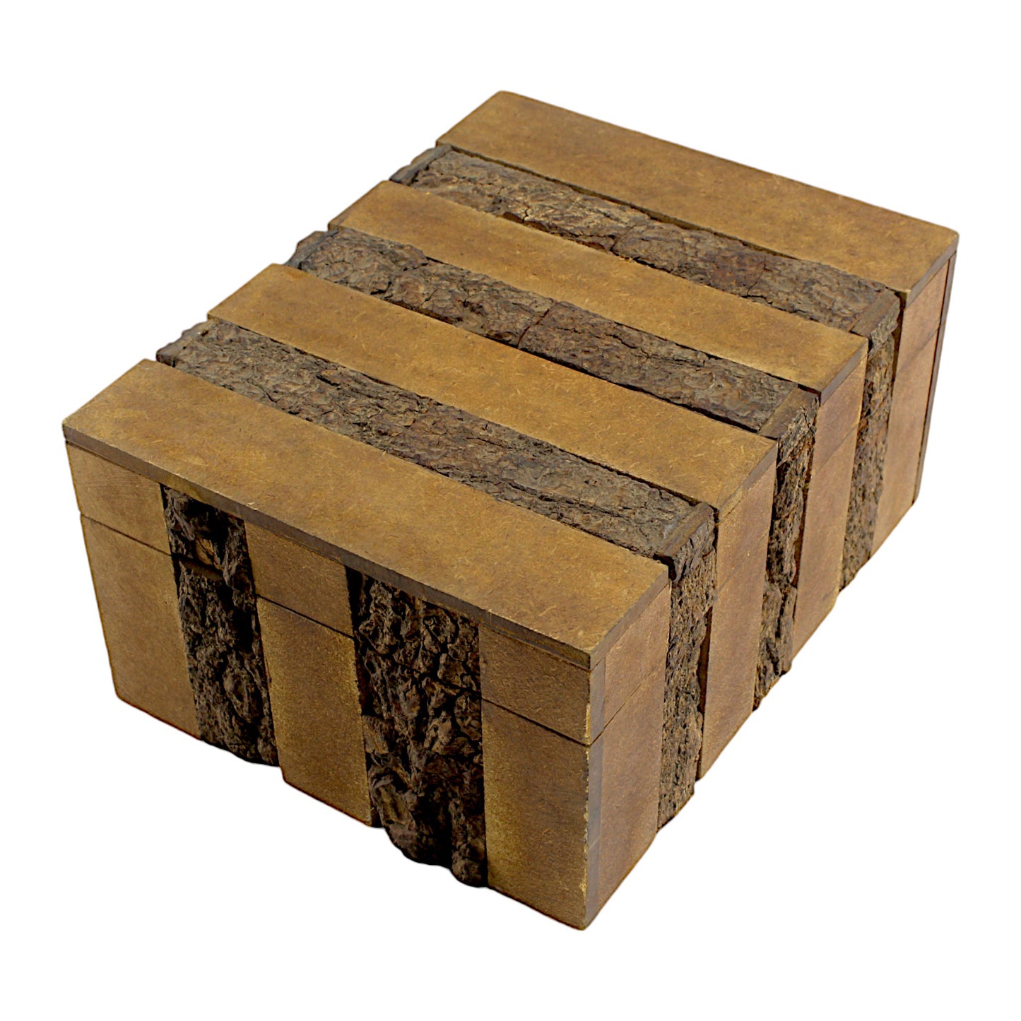 Luxe Rustic Bark-Finish Wooden Trinket Box – Handcrafted Elegance