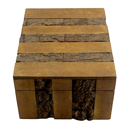 Luxe Rustic Bark-Finish Wooden Trinket Box – Handcrafted Elegance