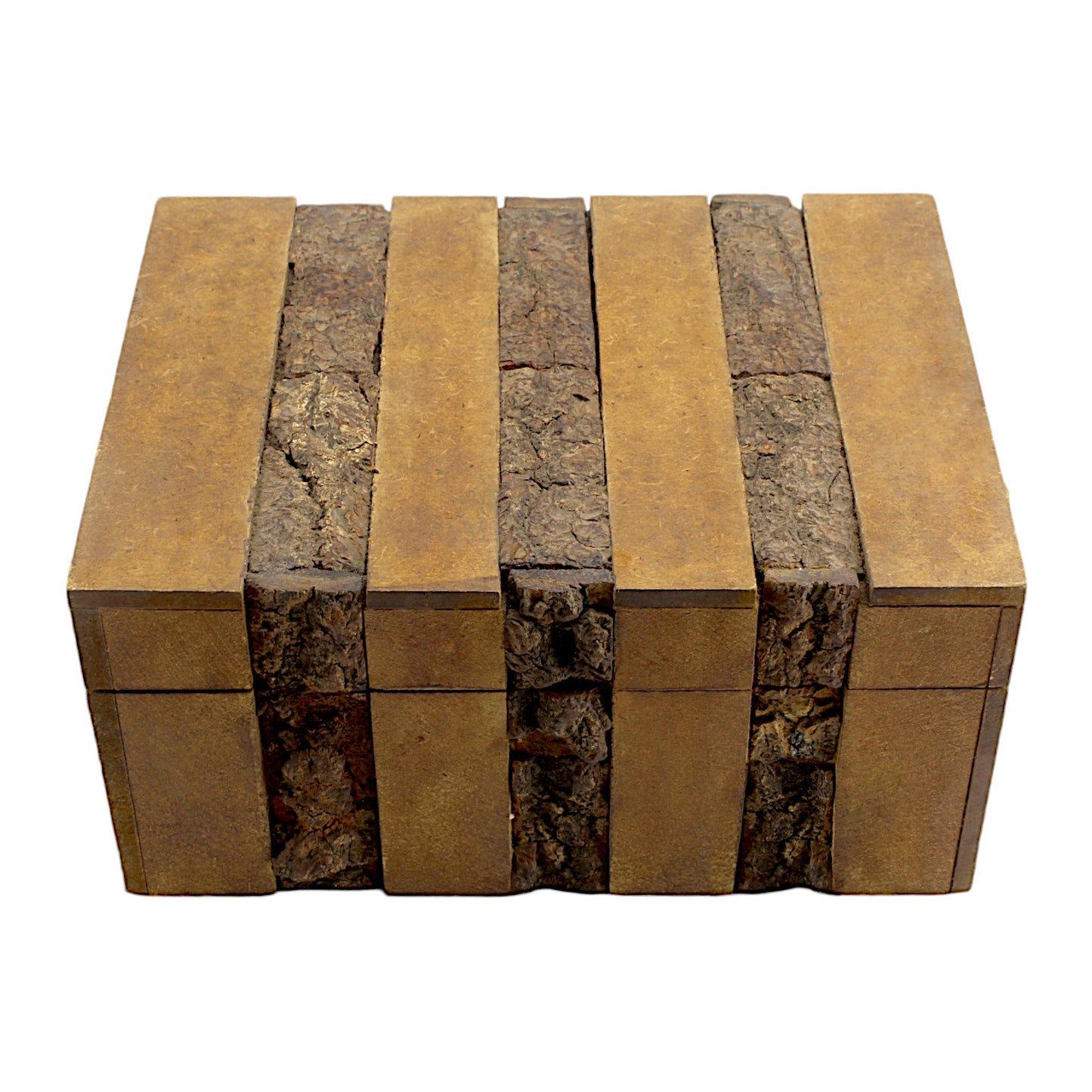 Luxe Rustic Bark-Finish Wooden Trinket Box – Handcrafted Elegance