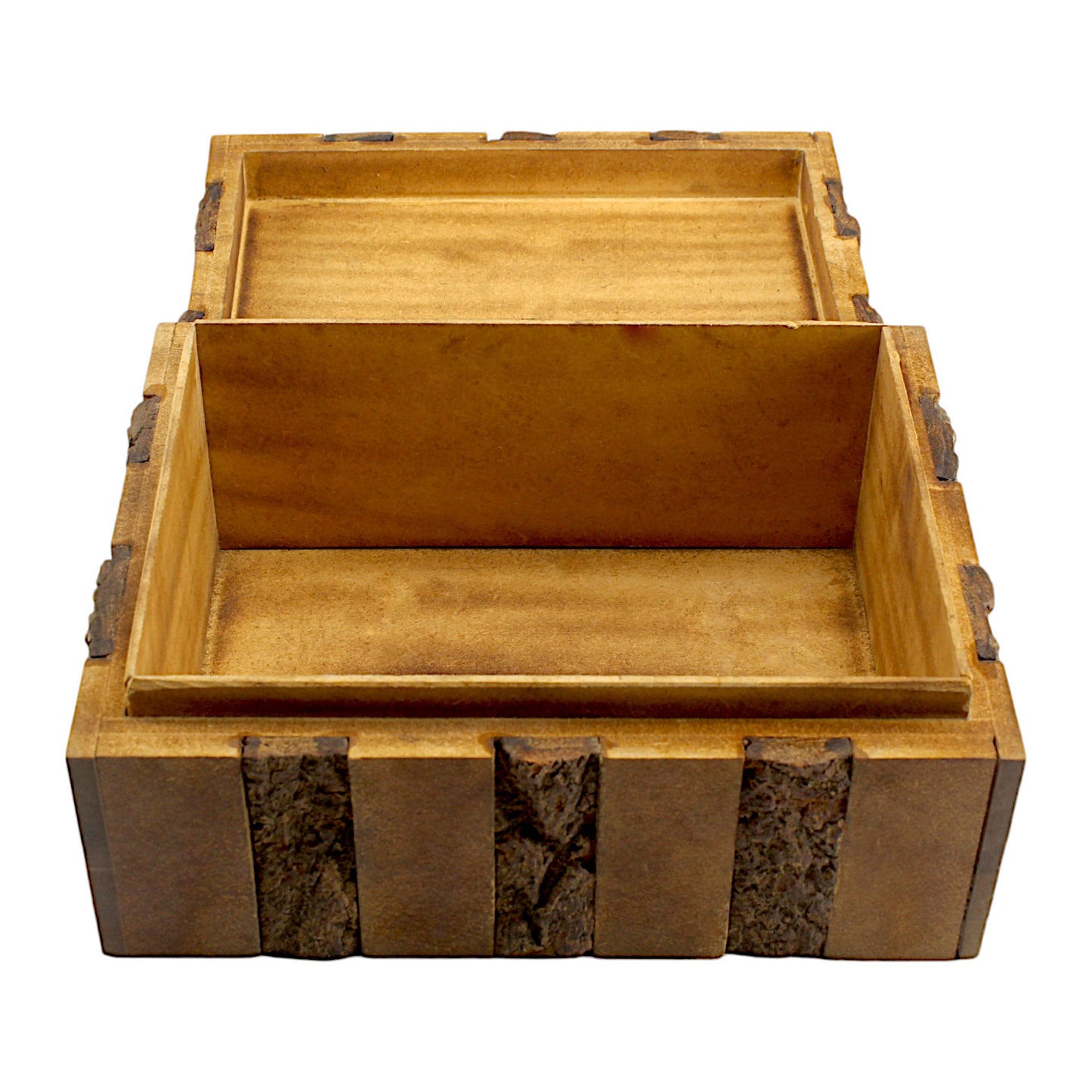 Luxe Rustic Bark-Finish Wooden Trinket Box – Handcrafted Elegance