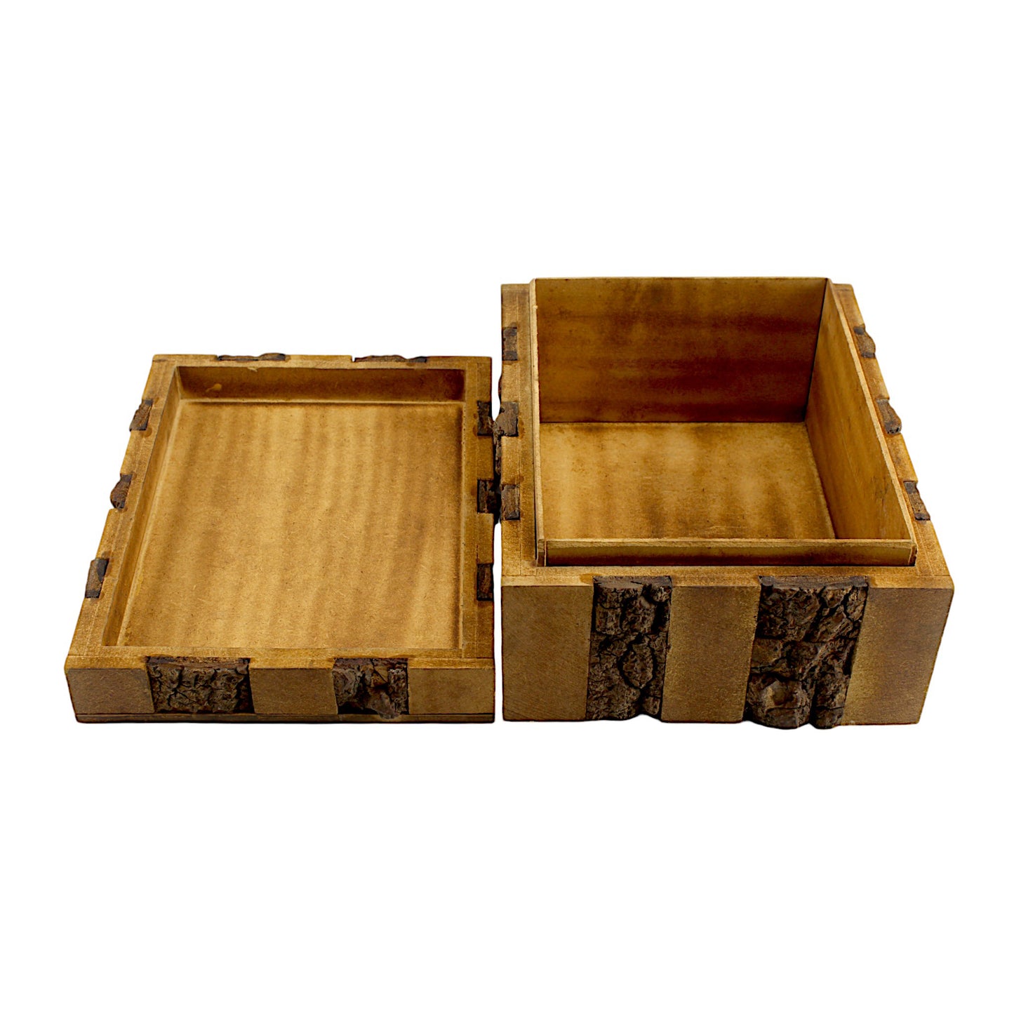Luxe Rustic Bark-Finish Wooden Trinket Box – Handcrafted Elegance