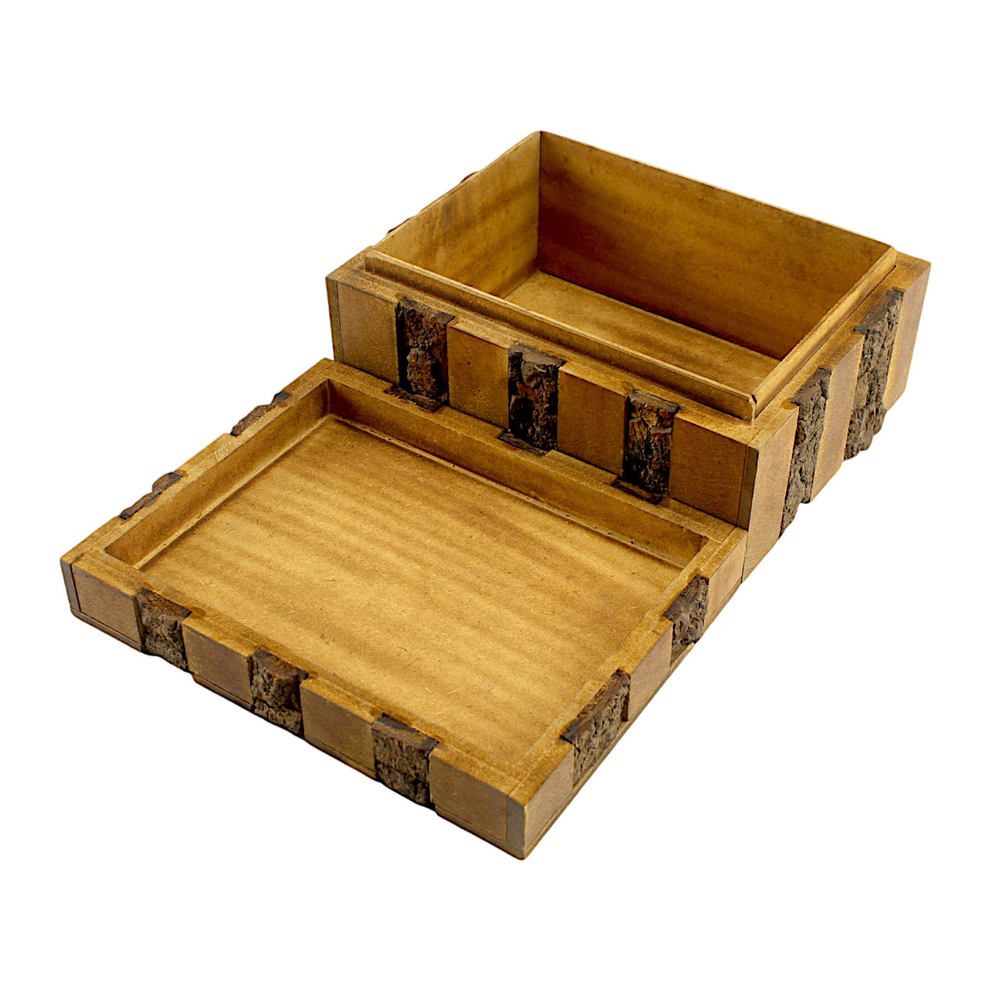 Luxe Rustic Bark-Finish Wooden Trinket Box – Handcrafted Elegance