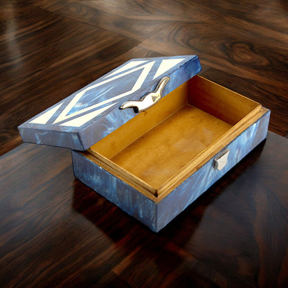Handcrafted Blue Resin Trinket Box – Elegant Storage Solution