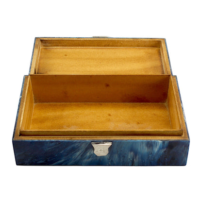 Handcrafted Blue Resin Trinket Box – Elegant Storage Solution