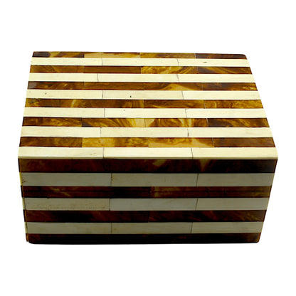 Handcrafted Bone Inlay Trinket Box – Antique Stripe Design