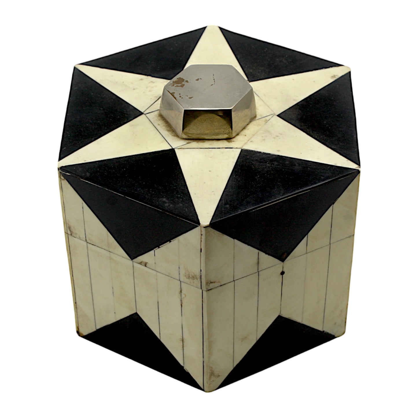 Round Handcrafted Bone Inlay Trinket Box - Elegant Storage Solution for Jewelry and Keepsakes