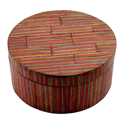 Striped Red Bone Inlay Handcrafted Trinket Box - Unique Storage for Jewelry and Keepsakes