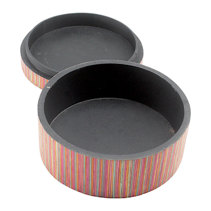 Striped Red Bone Inlay Handcrafted Trinket Box - Unique Storage for Jewelry and Keepsakes