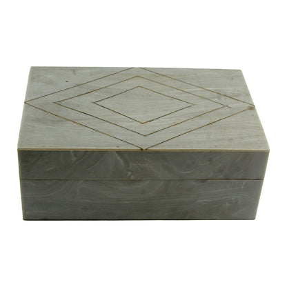 Grey Bone Inlay Handcrafted Trinket Box - Elegant Storage for Jewelry and Keepsakes