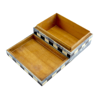 Blue Striped Resin Trinket Box – Elegant Decorative Storage for Small Essentials