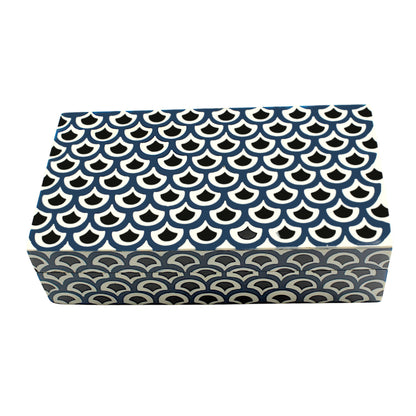 Handmade Black & White Traditional Resin Trinket Box – Rectangular, Timeless Craftsmanship