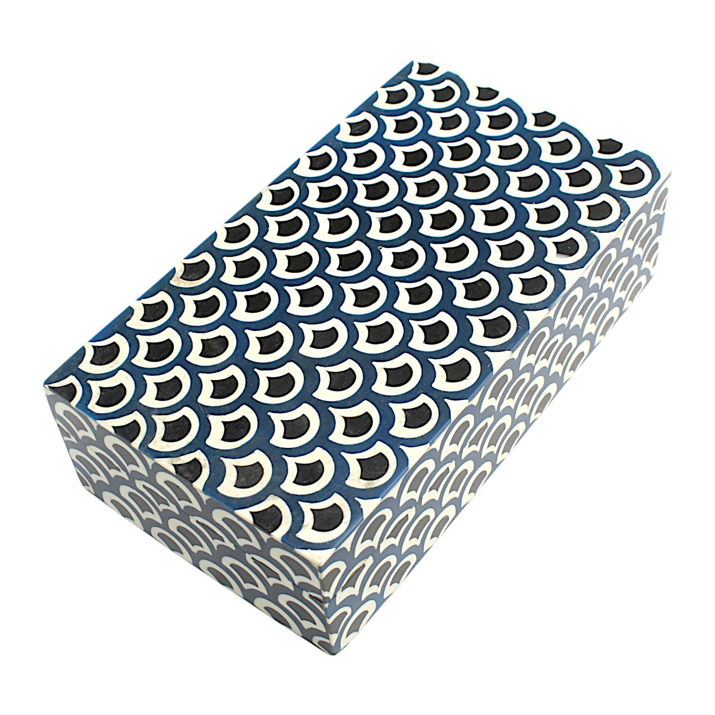 Handmade Black & White Traditional Resin Trinket Box – Rectangular, Timeless Craftsmanship