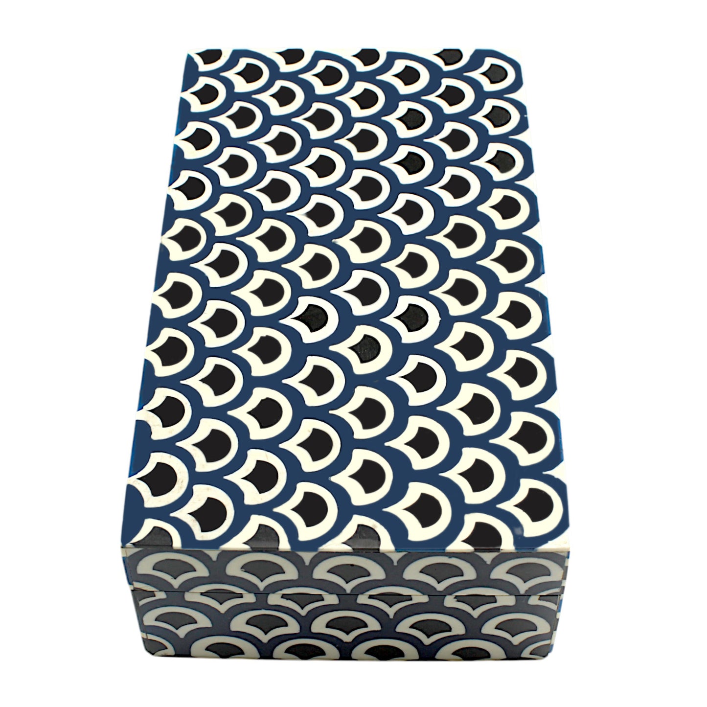 Handmade Black & White Traditional Resin Trinket Box – Rectangular, Timeless Craftsmanship