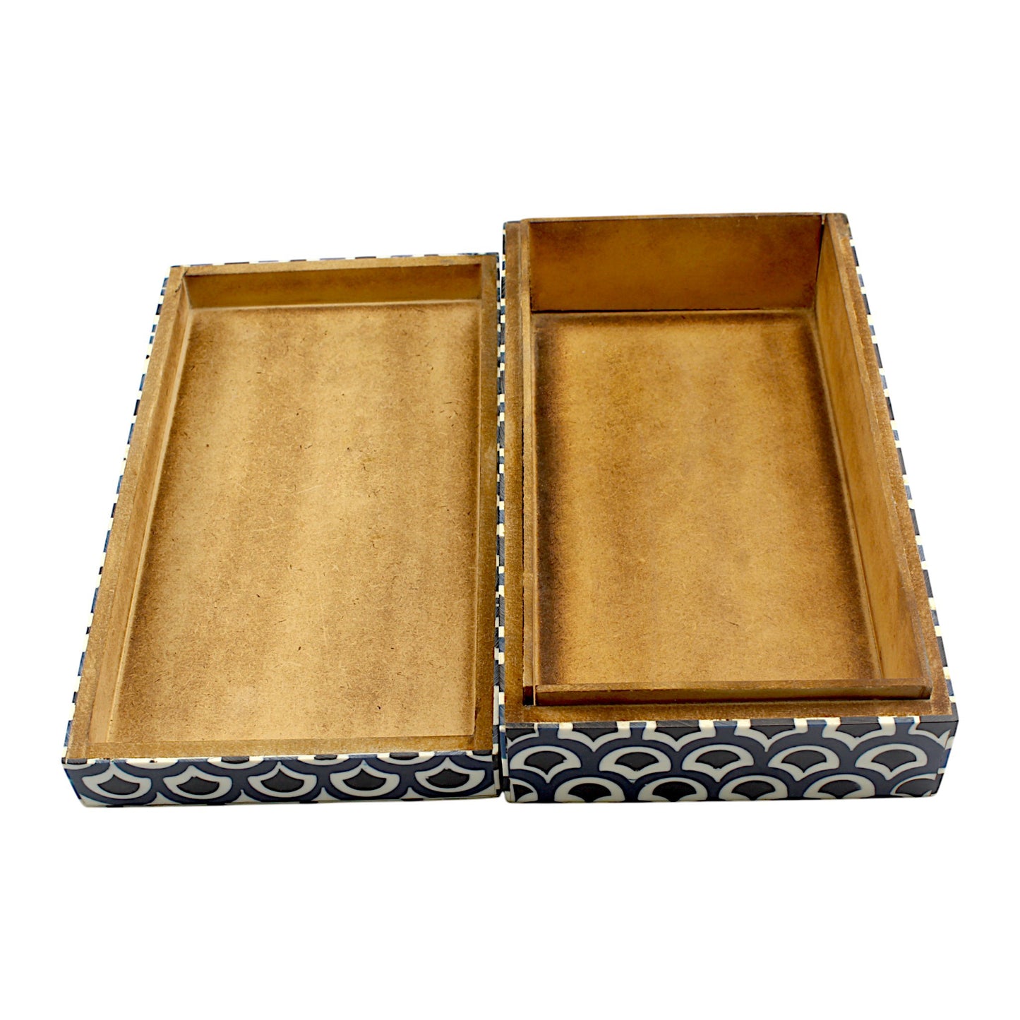 Handmade Black & White Traditional Resin Trinket Box – Rectangular, Timeless Craftsmanship