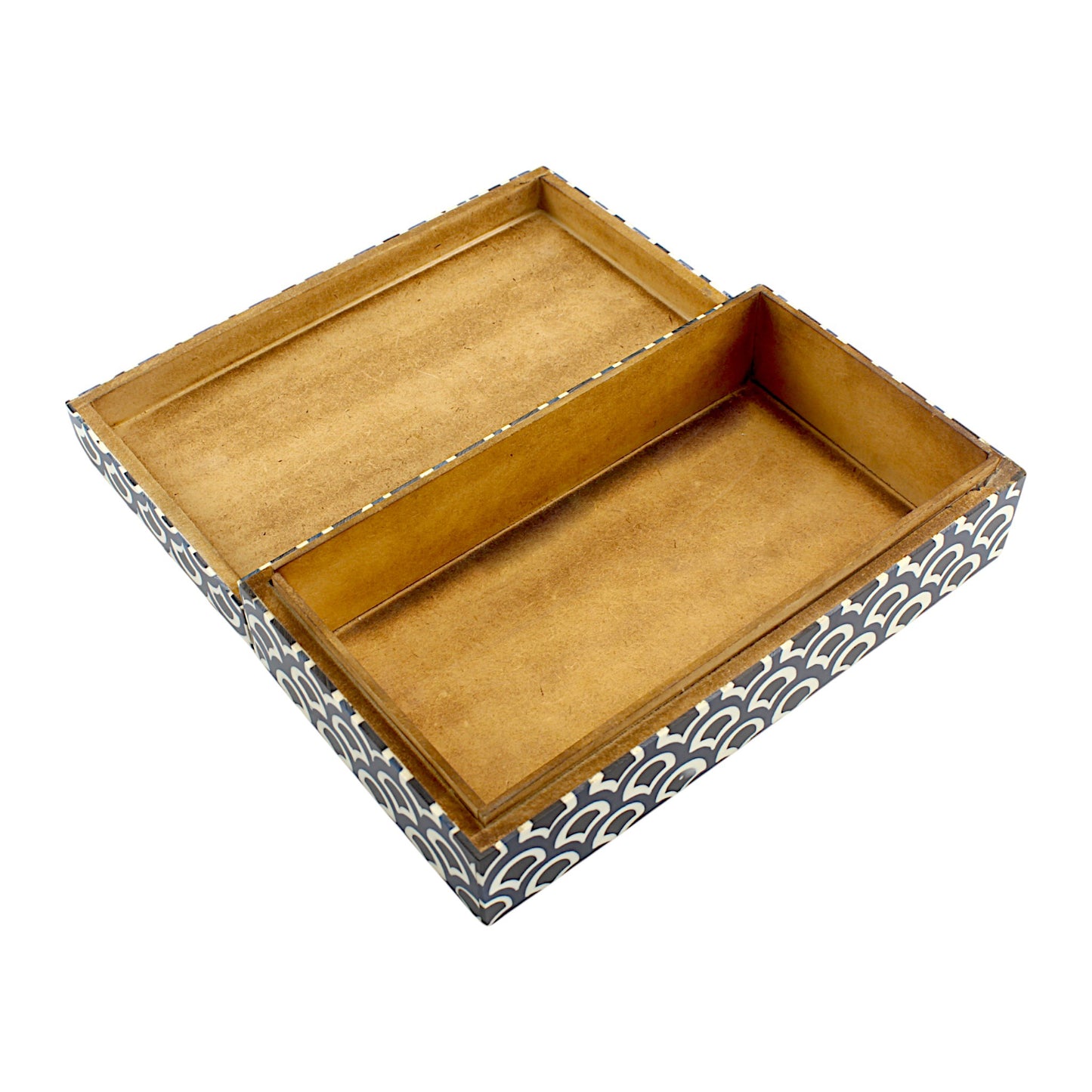 Handmade Black & White Traditional Resin Trinket Box – Rectangular, Timeless Craftsmanship