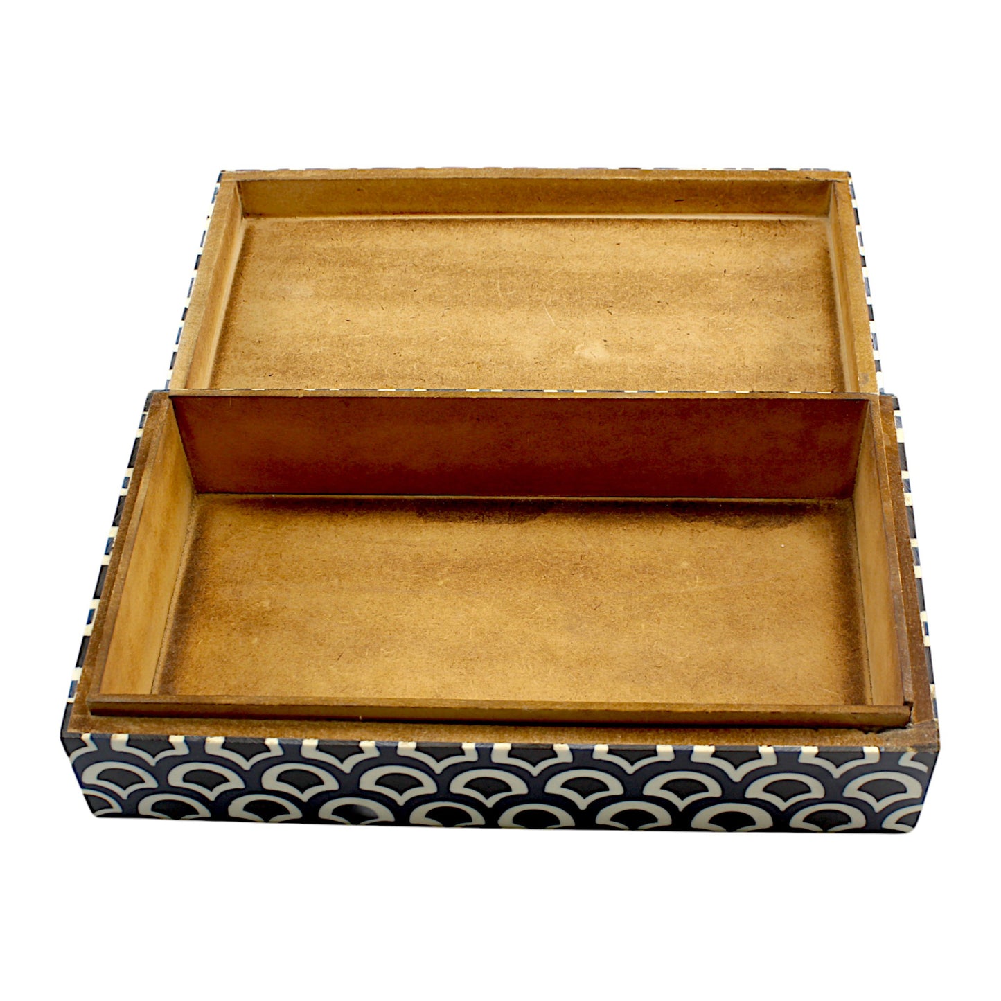 Handmade Black & White Traditional Resin Trinket Box – Rectangular, Timeless Craftsmanship