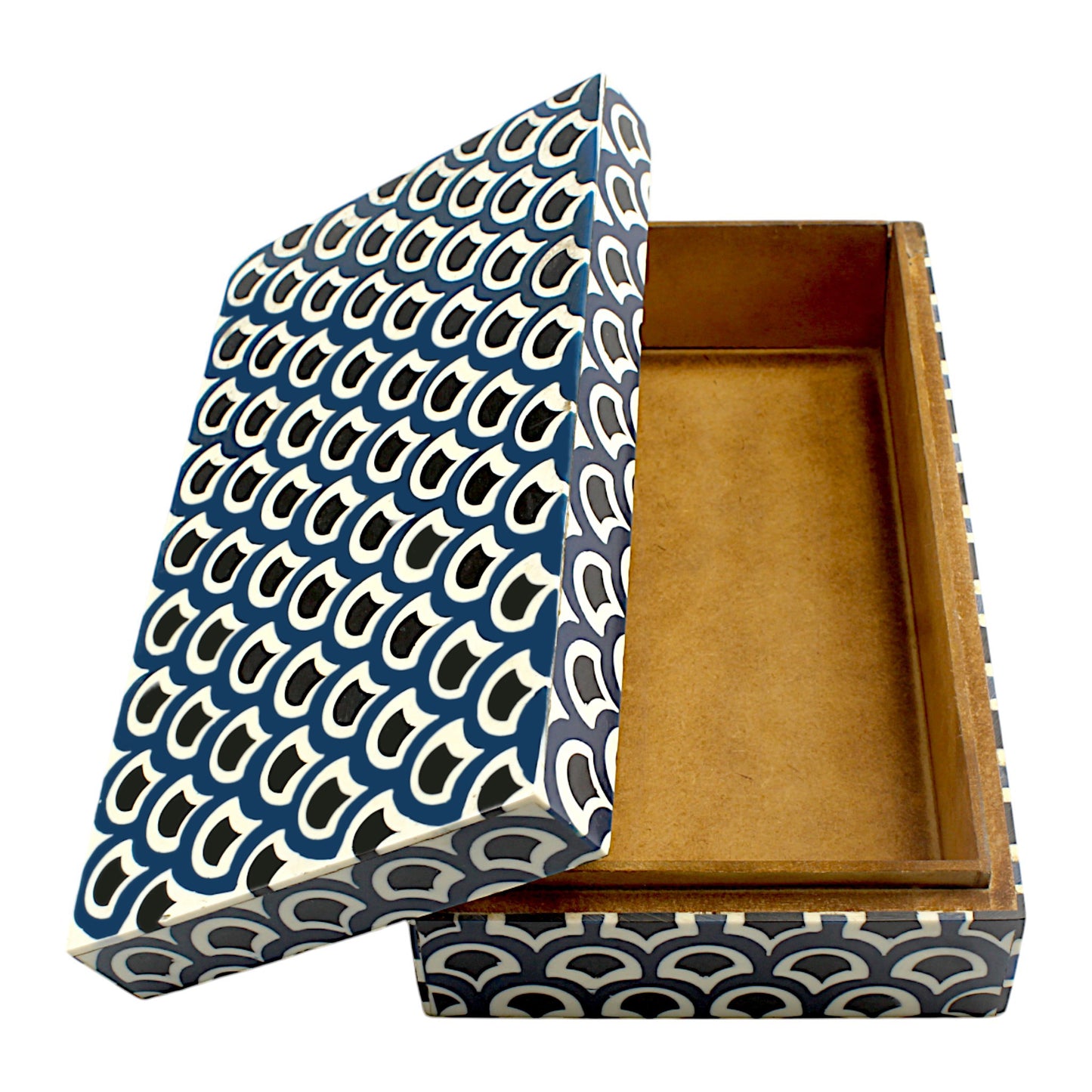 Handmade Black & White Traditional Resin Trinket Box – Rectangular, Timeless Craftsmanship