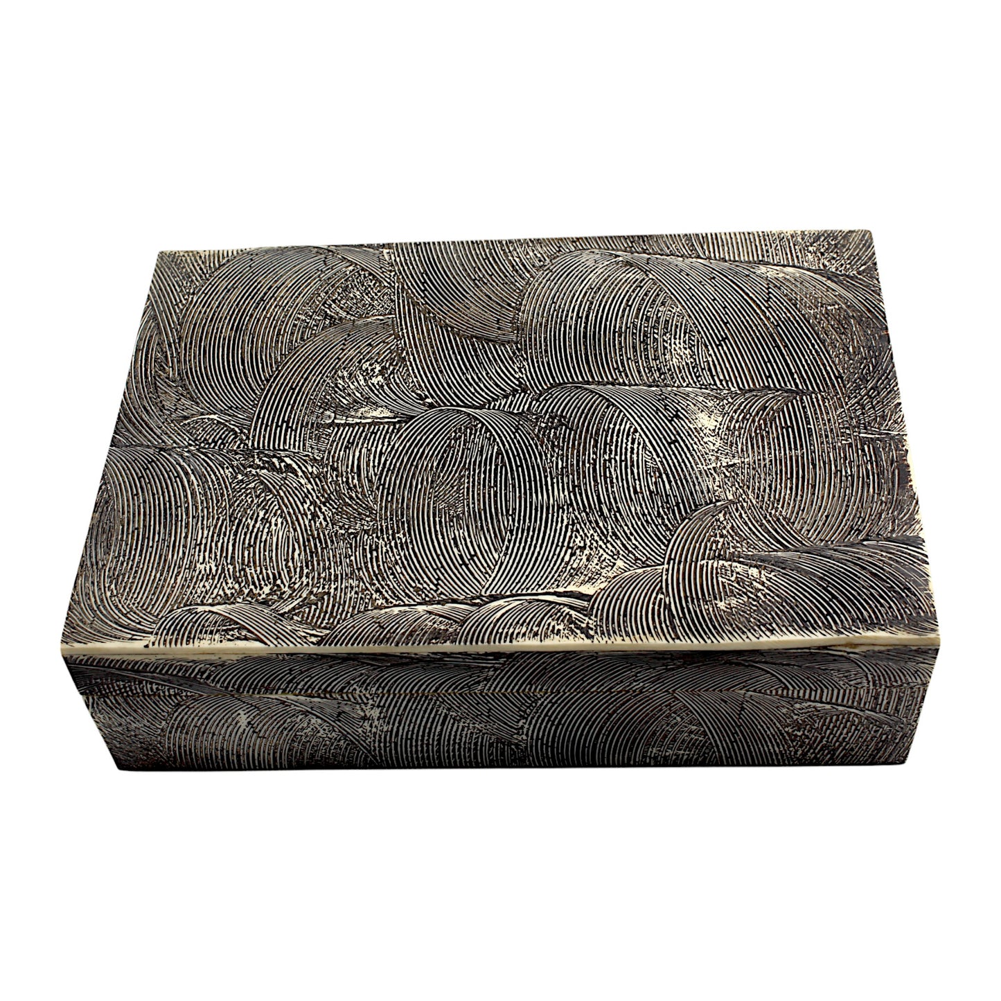 Handmade Black Mix Bone Trinket Box – Rectangular with Antique Design, Timeless Elegance for Your Keepsakes