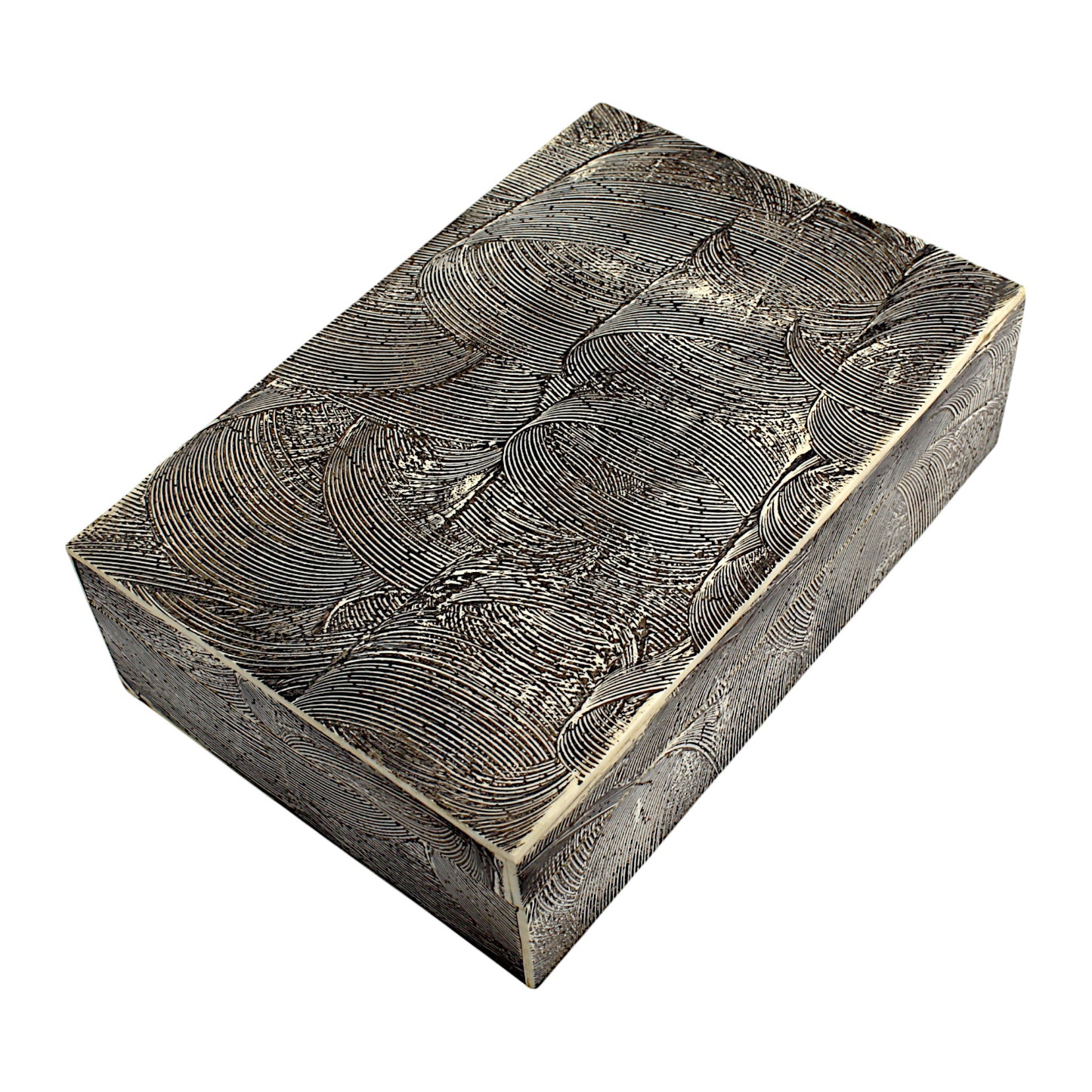 Handmade Black Mix Bone Trinket Box – Rectangular with Antique Design, Timeless Elegance for Your Keepsakes
