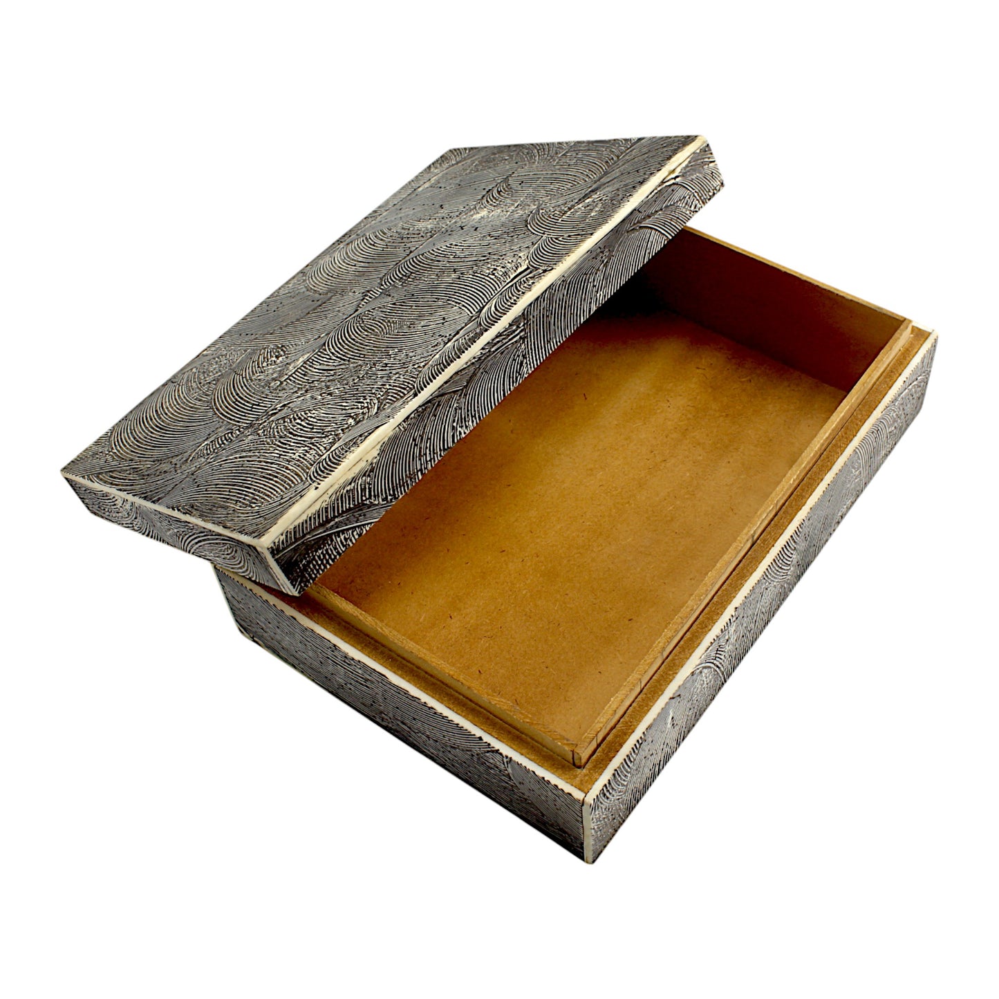 Handmade Black Mix Bone Trinket Box – Rectangular with Antique Design, Timeless Elegance for Your Keepsakes