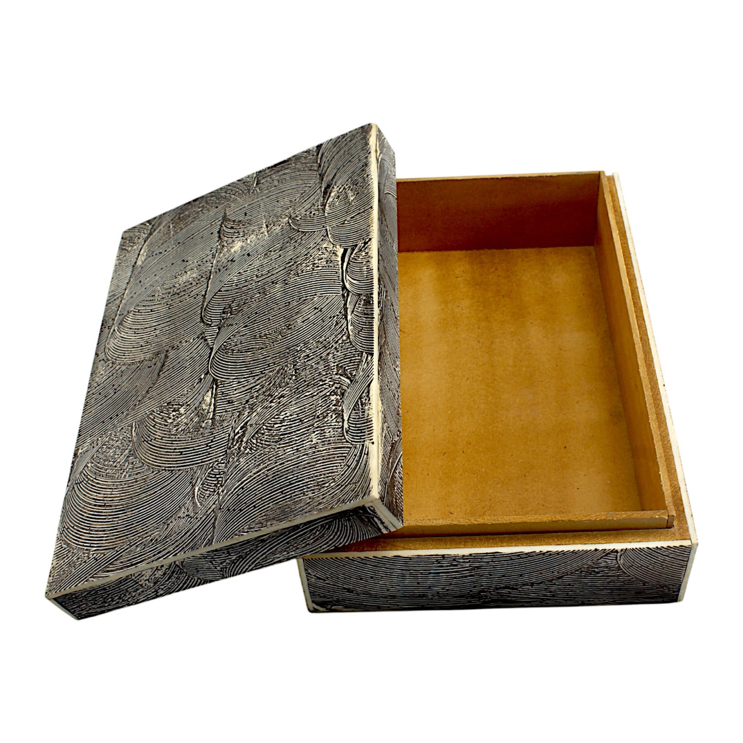 Handmade Black Mix Bone Trinket Box – Rectangular with Antique Design, Timeless Elegance for Your Keepsakes