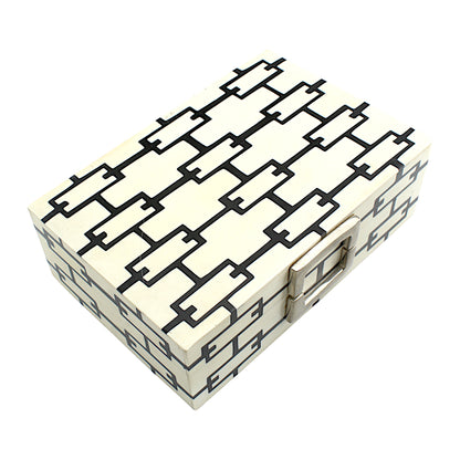 Handmade Black & White Resin Trinket Box – Elegant Rectangular Storage Solution