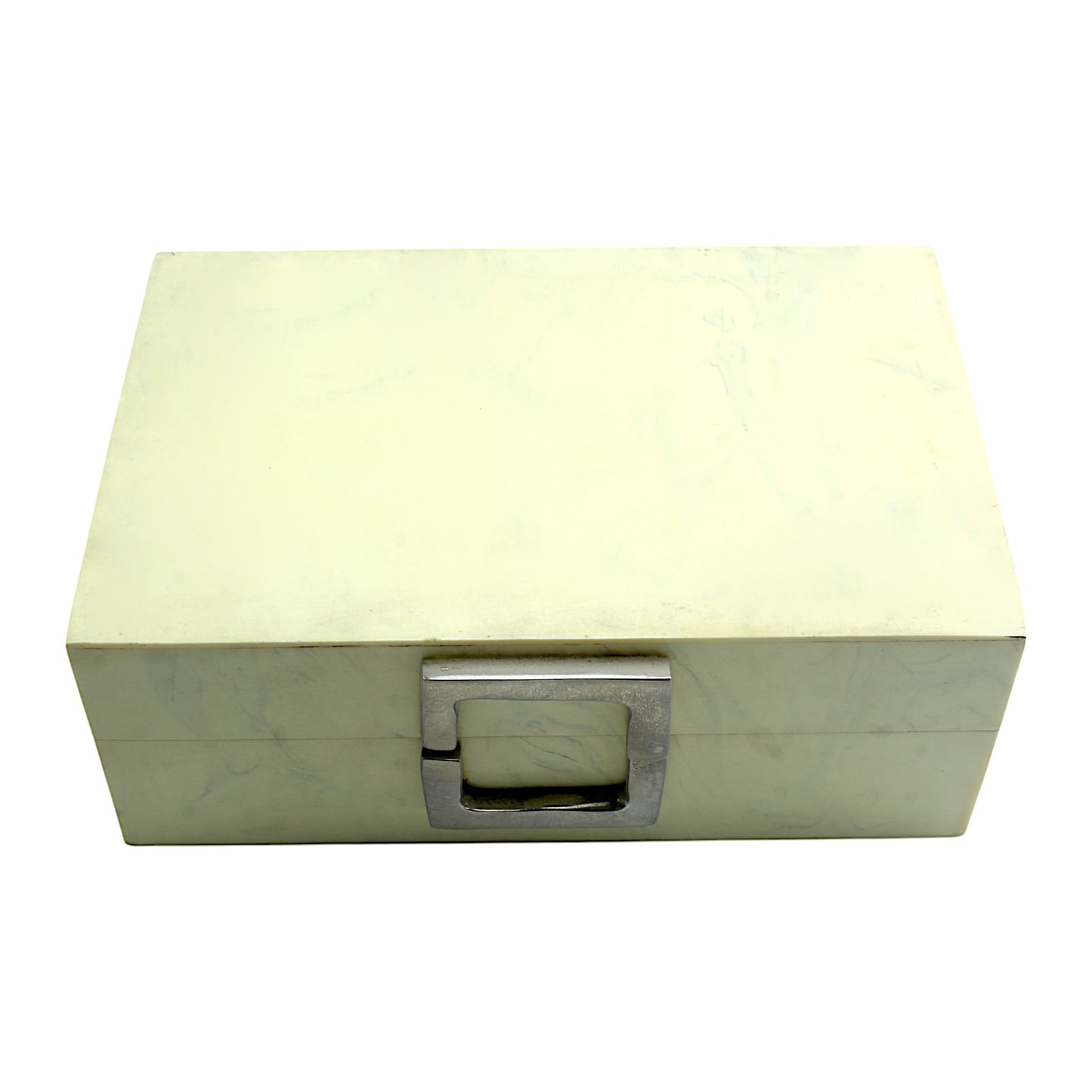 Handmade White Resin Trinket Box – Rectangular with Plain Design, Elegant Storage Solution
