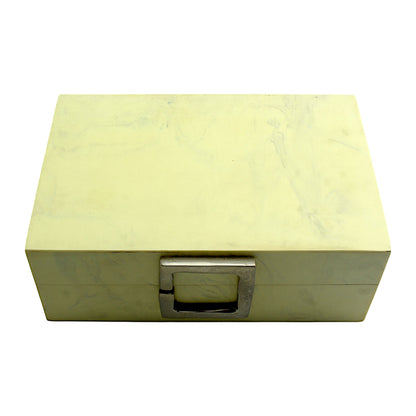Handmade White Resin Trinket Box – Rectangular with Plain Design, Elegant Storage Solution