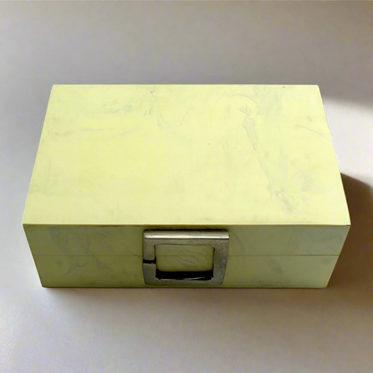Handmade White Resin Trinket Box – Rectangular with Plain Design, Elegant Storage Solution